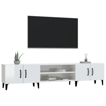 vidaXL Έπιπλο Τηλεόρασης Γυαλ. Λευκό 180x31,5x40cm Επεξεργασμένο Ξύλο