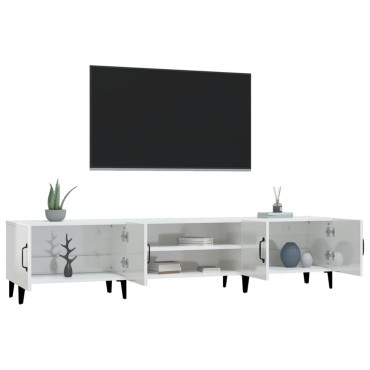 vidaXL Έπιπλο Τηλεόρασης Γυαλ. Λευκό 180x31,5x40cm Επεξεργασμένο Ξύλο