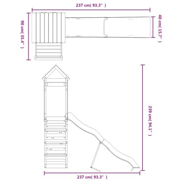 vidaXL Παιδική Χαρά Εξωτερικού Χώρου από Μασίφ Ξύλο Ψευδοτσούγκας