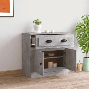 vidaXL Μπουφές Γκρι Σκυροδέματος 70x35,5x67,5cm Επεξεργασμένο Ξύλο 1 τεμ.