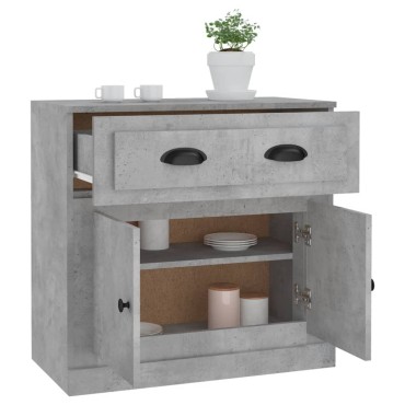 vidaXL Μπουφές Γκρι Σκυροδέματος 70x35,5x67,5cm Επεξεργασμένο Ξύλο 1 τεμ.