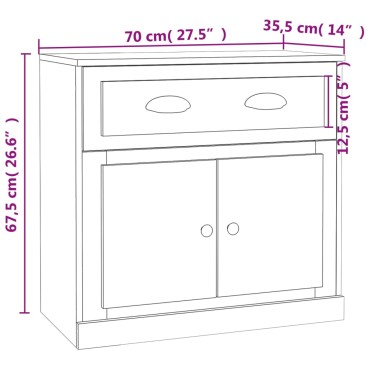 vidaXL Μπουφές Γκρι Σκυροδέματος 70x35,5x67,5cm Επεξεργασμένο Ξύλο 1 τεμ.