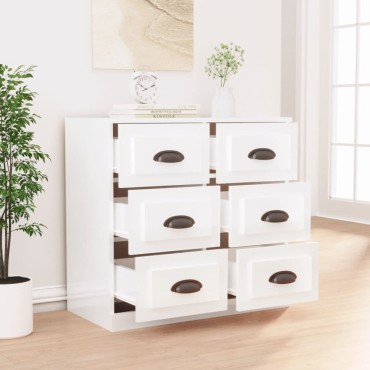 vidaXL Ντουλάπι Γυαλιστερό Λευκό 70x35,5x67,5cm Επεξεργασμένο Ξύλο 1 τεμ.