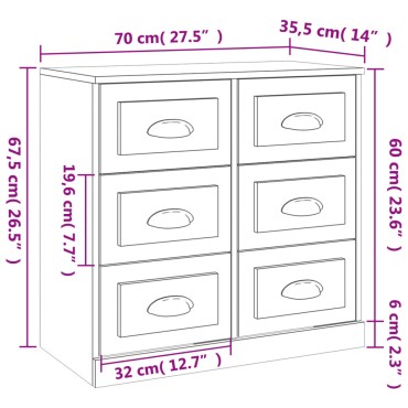 vidaXL Ντουλάπι Γυαλιστερό Λευκό 70x35,5x67,5cm Επεξεργασμένο Ξύλο 1 τεμ.