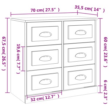 vidaXL Ντουλάπι Λευκό 70x35,5x67,5cm από Επεξεργασμένο Ξύλο 1 τεμ.