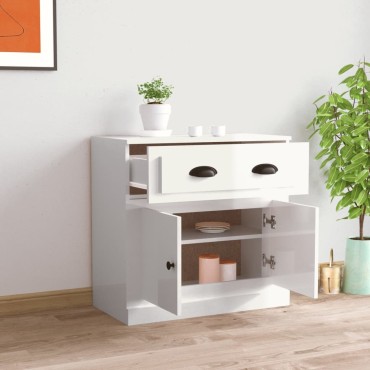 vidaXL Ντουλάπι Γυαλιστερό Λευκό 70x35,5x67,5cm Επεξεργασμένο Ξύλο 1 τεμ.