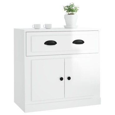 vidaXL Ντουλάπι Γυαλιστερό Λευκό 70x35,5x67,5cm Επεξεργασμένο Ξύλο 1 τεμ.