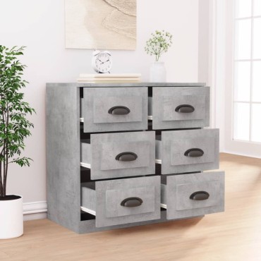 vidaXL Μπουφές Γκρι Σκυροδέματος 70x35,5x67,5cm Επεξεργασμένο Ξύλο 1 τεμ.