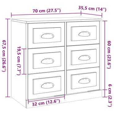 vidaXL Μπουφές Γκρι Σκυροδέματος 70x35,5x67,5cm Επεξεργασμένο Ξύλο 1 τεμ.