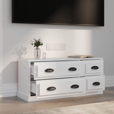 vidaXL Έπιπλο Τηλεόρασης Γυαλ. Λευκό 100x35,5x45cm Επεξεργασμένο Ξύλο