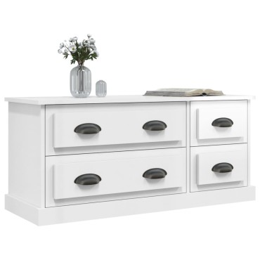vidaXL Έπιπλο Τηλεόρασης Γυαλ. Λευκό 100x35,5x45cm Επεξεργασμένο Ξύλο