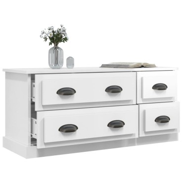 vidaXL Έπιπλο Τηλεόρασης Γυαλ. Λευκό 100x35,5x45cm Επεξεργασμένο Ξύλο