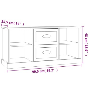 vidaXL Έπιπλο Τηλεόρασης Μαύρο 99,5x35,5x48cm Επεξ. Ξύλο