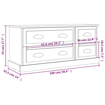 vidaXL Έπιπλο Τηλεόρασης Μαύρο 100x35,5x45cm Επεξ. Επεξεργασμένο Ξύλο