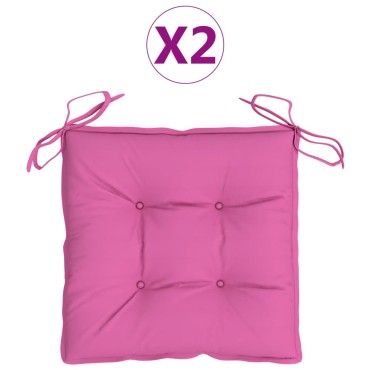 vidaXL Μαξιλάρια Καρέκλας 2 τεμ. Ροζ 50x50x7cm Oxford Ύφασμα