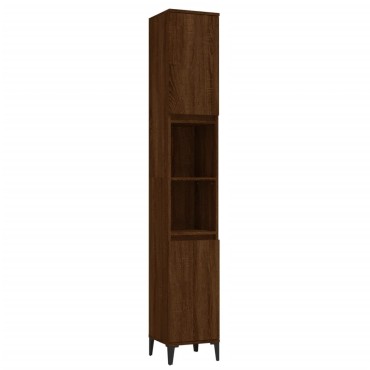 vidaXL Ντουλάπι Μπάνιου Καφέ Δρυς 30x30x190cm Επεξεργασμένο Ξύλο 1 τεμ.