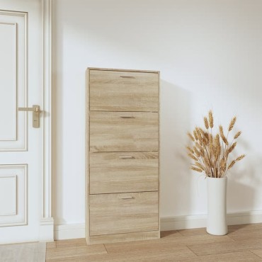 vidaXL Παπουτσοθήκη Χρώμα Δρυός 59x17x150cm από Επεξεργασμένο Ξύλο