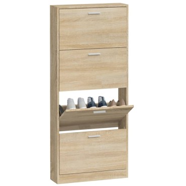 vidaXL Παπουτσοθήκη Χρώμα Δρυός 59x17x150cm από Επεξεργασμένο Ξύλο