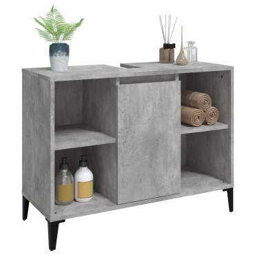 vidaXL Ντουλάπι Νιπτήρα Γκρι Σκυρ. 80x33x60cm Επεξεργασμένο Ξύλο 1 τεμ.