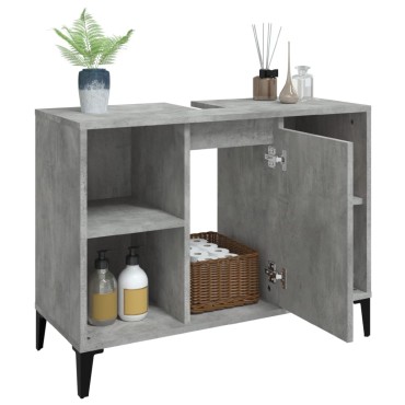 vidaXL Ντουλάπι Νιπτήρα Γκρι Σκυρ. 80x33x60cm Επεξεργασμένο Ξύλο 1 τεμ.