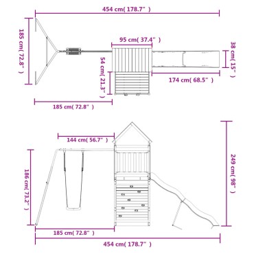 vidaXL Παιδική Χαρά Εξωτερικού Χώρου από Μασίφ Ξύλο Ψευδοτσούγκας