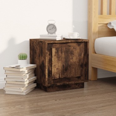 vidaXL Κομοδίνα 2 τεμ. Καπνιστή Δρυς 44x35x45cm Επεξεργασμένο Ξύλο