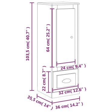 vidaXL Ντουλάπι Μαύρο 36x35,5x103,5cm από Επεξεργασμένο Ξύλο 1 τεμ.