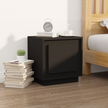vidaXL Κομοδίνα 2 τεμ. Μαύρα 44x35x45cm από Επεξεργασμένο Ξύλο