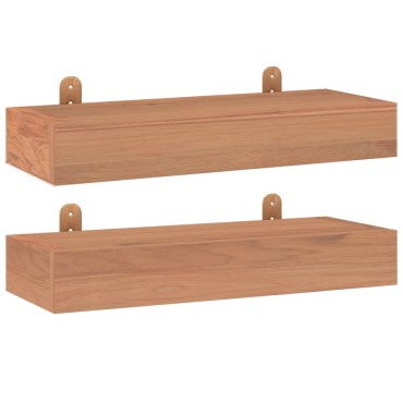 vidaXL Ράφια Τοίχου 2 τεμ. 40x15x6cm από Μασίφ Ξύλο Teak