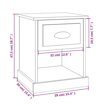 vidaXL Κομοδίνα 2 τεμ. Μαύρα 39x39x47,5cm από Επεξεργασμένο Ξύλο