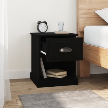 vidaXL Κομοδίνα 2 τεμ. Μαύρα 39x39x47,5cm από Επεξεργασμένο Ξύλο