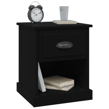 vidaXL Κομοδίνα 2 τεμ. Μαύρα 39x39x47,5cm από Επεξεργασμένο Ξύλο