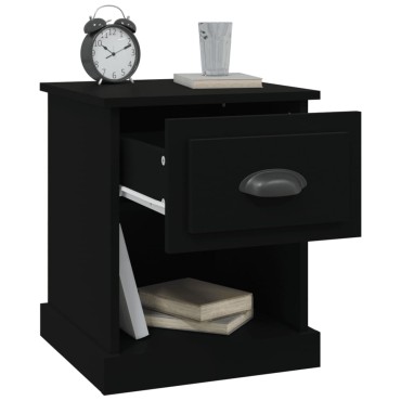 vidaXL Κομοδίνα 2 τεμ. Μαύρα 39x39x47,5cm από Επεξεργασμένο Ξύλο