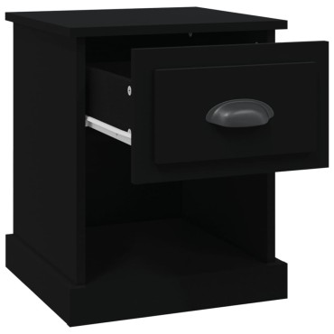 vidaXL Κομοδίνα 2 τεμ. Μαύρα 39x39x47,5cm από Επεξεργασμένο Ξύλο