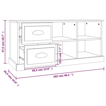 vidaXL Έπιπλο Τηλεόρασης Μαύρο 102x35,5x47,5cm Επεξεργασμένο Ξύλο