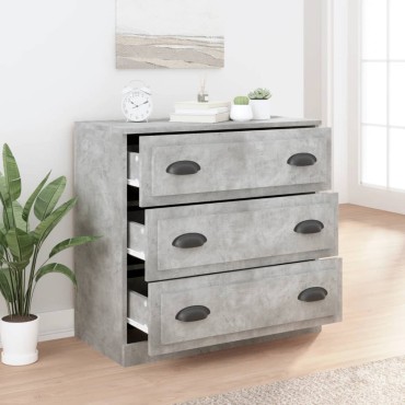 vidaXL Μπουφές Γκρι Σκυροδέματος 70x35,5x67,5cm Επεξεργασμένο Ξύλο 1 τεμ.