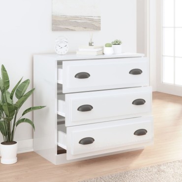 vidaXL Ντουλάπι Γυαλιστερό Λευκό 70x35,5x67,5cm Επεξεργασμένο Ξύλο 1 τεμ.