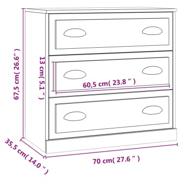 vidaXL Ντουλάπι Λευκό 70x35,5x67,5cm από Επεξεργασμένο Ξύλο 1 τεμ.