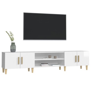 vidaXL Έπιπλο Τηλεόρασης Γυαλ. Λευκό 180x31,5x40cm Επεξεργασμένο Ξύλο