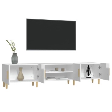 vidaXL Έπιπλο Τηλεόρασης Γυαλ. Λευκό 180x31,5x40cm Επεξεργασμένο Ξύλο