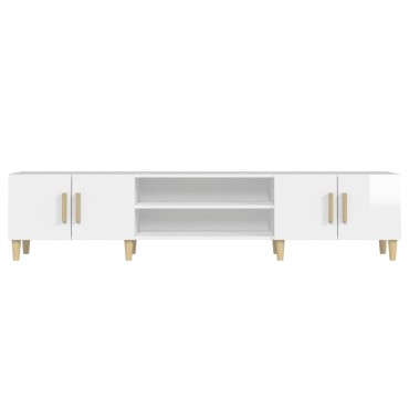 vidaXL Έπιπλο Τηλεόρασης Γυαλ. Λευκό 180x31,5x40cm Επεξεργασμένο Ξύλο