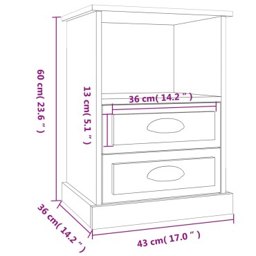 vidaXL Κομοδίνα 2 τεμ. Μαύρα 43x36x60cm