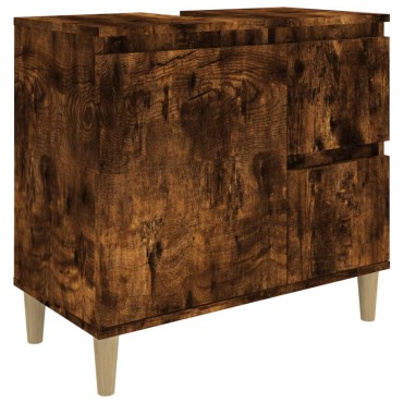 vidaXL Ντουλάπι Μπάνιου Καπνιστή Δρυς 65x33x60cm Επεξεργασμένο Ξύλο 1 τεμ.