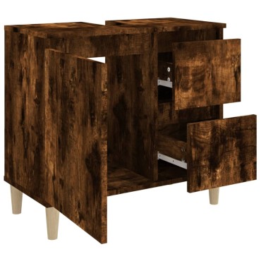 vidaXL Ντουλάπι Μπάνιου Καπνιστή Δρυς 65x33x60cm Επεξεργασμένο Ξύλο 1 τεμ.