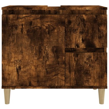 vidaXL Ντουλάπι Μπάνιου Καπνιστή Δρυς 65x33x60cm Επεξεργασμένο Ξύλο 1 τεμ.