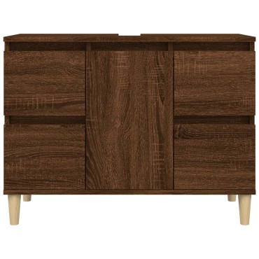 vidaXL Ντουλάπι Νιπτήρα Καφέ Δρυς 80x33x60cm Επεξεργασμένο Ξύλο 1 τεμ.