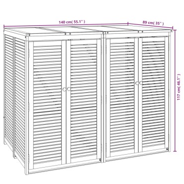 vidaXL Πλαίσιο Διπλού Κάδου Απορριμάτων 140x89x117 εκ. Μασίφ Ακακία