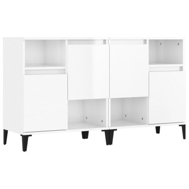 vidaXL Ντουλάπια 2 τεμ. Γυαλιστ. Λευκό 60x35x70cm Επεξεργασμένο Ξύλο