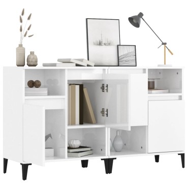 vidaXL Ντουλάπια 2 τεμ. Γυαλιστ. Λευκό 60x35x70cm Επεξεργασμένο Ξύλο