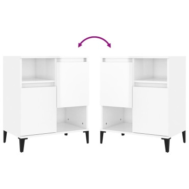 vidaXL Ντουλάπια 2 τεμ. Γυαλιστ. Λευκό 60x35x70cm Επεξεργασμένο Ξύλο